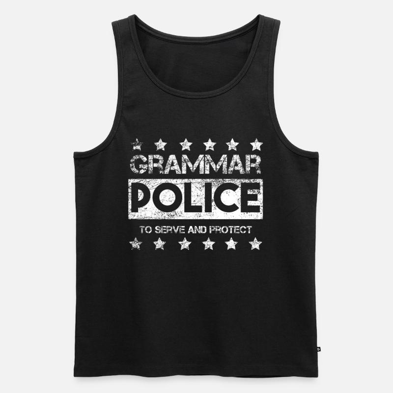 Grammar Police - Männer Premium Bio Tank Top - Schwarz