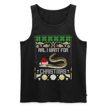 Angler Christmas motif with eel ugly christmas - Men's Premium Organic Tank Top - black - Front - AI Model Male 178 light (178cm)