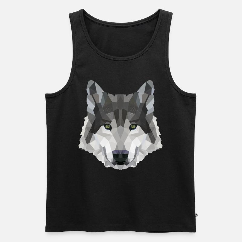 POLYGON WOLF MYTH FANTASY Husky - Männer Premium Bio Tank Top - Schwarz