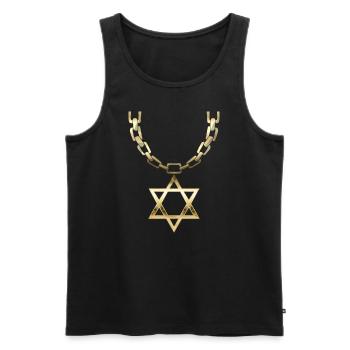 Jew Chain Jude Kette Lustig Judenstern - Männer Premium Bio Tank Top - Schwarz - Vorne - AI Model Male 178 light (178cm)