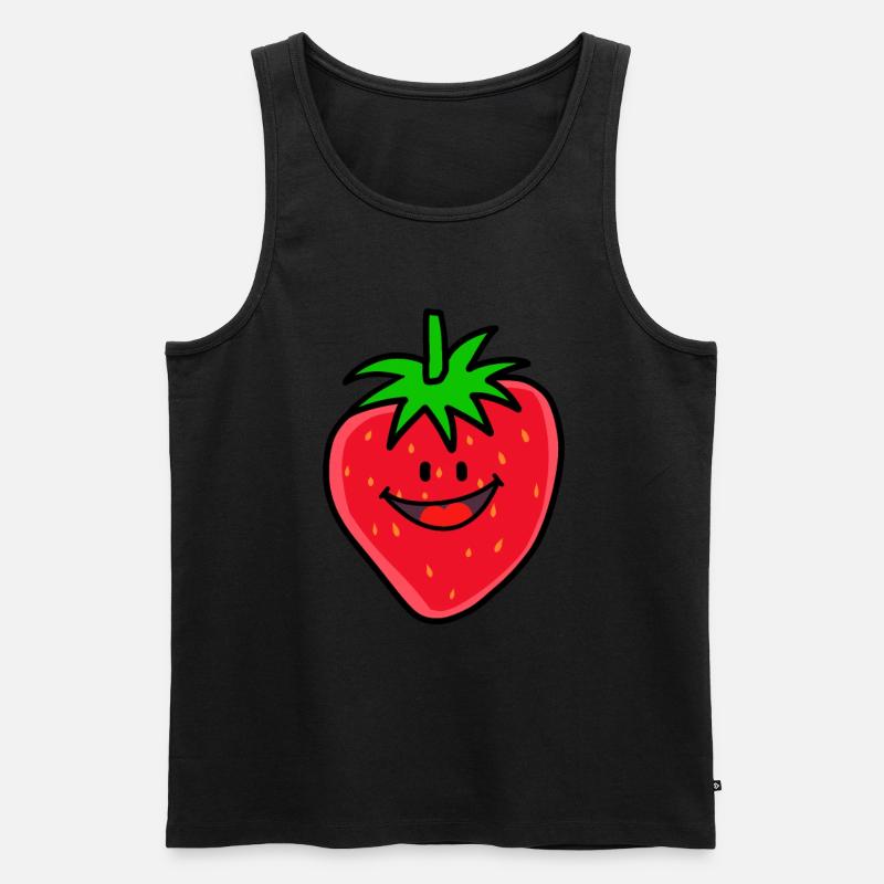Frucht Erdbeere Beeren - Männer Premium Bio Tank Top - Schwarz