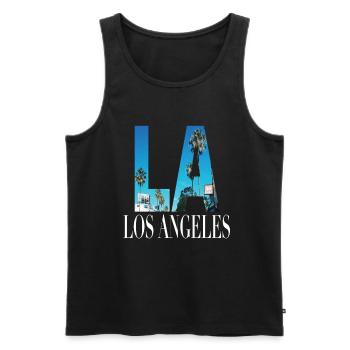 La Los Angeles Californie West Coast America USA - Débardeur bio Premium Homme - noir - Devant - Michal (187cm)