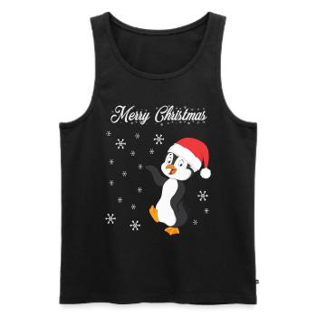 Weihnachtsmotiv Merry Christmas Weihnachtspinguin - Männer Premium Bio Tank Top - Schwarz - Vorne - Michal (187cm)