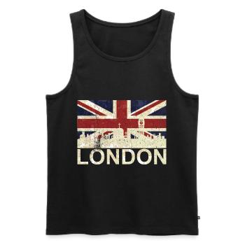 London, England flag - Men's Premium Organic Tank Top - black - Front - AI Model Male 178 light (178cm)