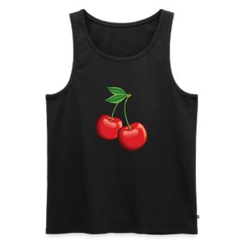 Rote Kirschen Cherries Kirschen Cherry - Männer Premium Bio Tank Top - Schwarz - Vorne - AI Model Male 178 light (178cm)
