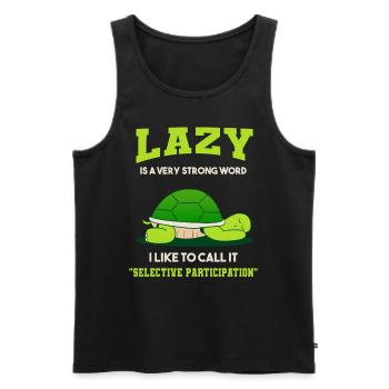Lazy Turtle Fun Funny Laziness Tortoise - Men's Premium Organic Tank Top - black - Front - Michal (187cm)