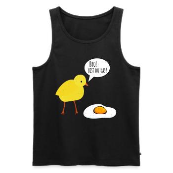 Bro Bist Du Das - Küken Spiegelei Witz Hühner Fan - Männer Premium Bio Tank Top - Schwarz - Vorne - Michal (187cm)