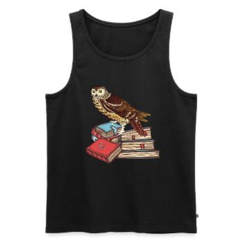 Buecher Eule Weisheit Lesen - Männer Premium Bio Tank Top - Schwarz - Vorne - AI Model Male 178 light (178cm)