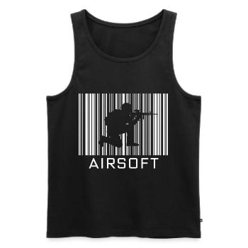 Airsoft Hobby with barcode - Men's Premium Organic Tank Top - black - Front - Michal (187cm)