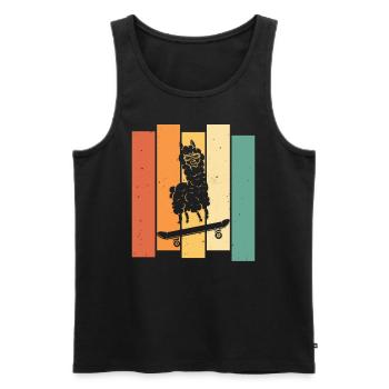 Llama Skateboard Skate Skater Retro - Men's Premium Organic Tank Top - black - Front - AI Model Male 178 light (178cm)