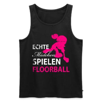 echten Maedchen spielen Floorball - Männer Premium Bio Tank Top - Schwarz - Vorne - AI Model Male 178 light (178cm)