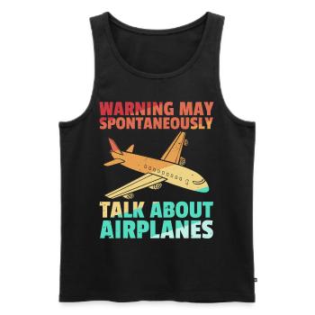 Plane aviator pilot flying retro - Men's Premium Organic Tank Top - black - Front - Michal (187cm)