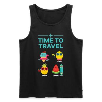 Time to travel Fruits and fruit on the road - Men's Premium Organic Tank Top - black - Front - AI Model Male 178 light (178cm)