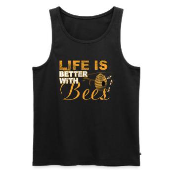 life is better with bees - Männer Premium Bio Tank Top - Schwarz - Vorne - Michal (187cm)