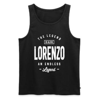 Lorenzo Personalized Name Birthday Gift - Men's Premium Organic Tank Top - black - Front - AI Model Male 178 light (178cm)