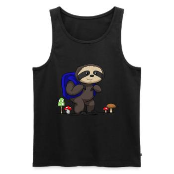 Sloth backpack fautier excursion hike - Men's Premium Organic Tank Top - black - Front - AI Model Male 178 light (178cm)