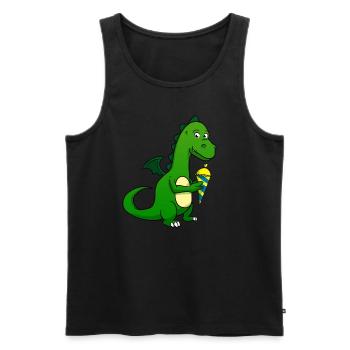 Schulkind Schultüte Dino Dinosaurier Schulanfang - Männer Premium Bio Tank Top - Schwarz - Vorne - Michal (187cm)