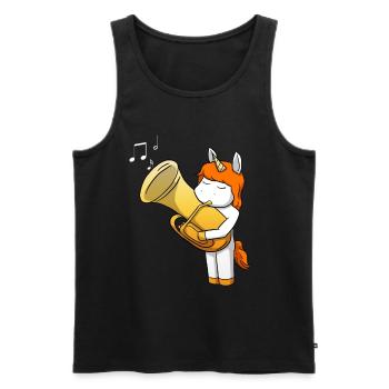 Tuba Unicorn - Men's Premium Organic Tank Top - black - Front - Michal (187cm)