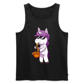 Unicorn Licorne Saxophone jazz Saxophone - Débardeur bio Premium Homme - noir - Devant - AI Model Male 178 light (178cm)