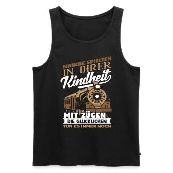Eisenbahn - Männer Premium Bio Tank Top - Schwarz - Vorne - Michal (187cm)