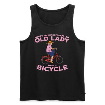Ne sous-estimez jamais une vieille dame à vélo - Débardeur bio Premium Homme - noir - Devant - Michal (187cm)