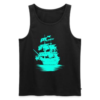Bateau voilier marine Marine Fantasy Maritim Jolle - Débardeur bio Premium Homme - noir - Devant - AI Model Male 178 light (178cm)