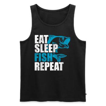 Eat sleep fish repetition - Men's Premium Organic Tank Top - black - Front - Michal (187cm)