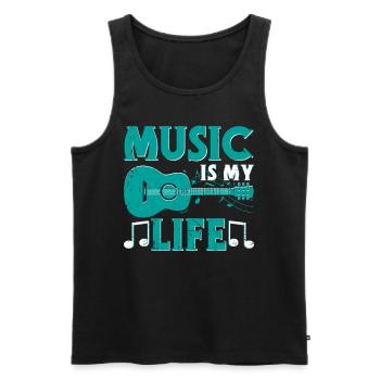 Music is my life graphic - Men's Premium Organic Tank Top - black - Front - Michal (187cm)