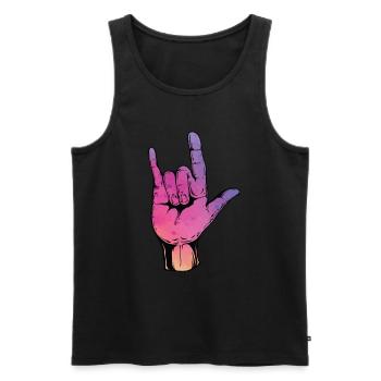 Cadeau de concert Rock On Cool Hand Sign Rocker - Débardeur bio Premium Homme - noir - Devant - AI Model Male 178 light (178cm)
