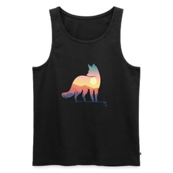 Silhouette de renard avec art paysage nature - Débardeur bio Premium Homme - noir - Devant - Michal (187cm)