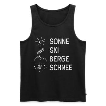 Soleil, ski, montagne, neige - Débardeur bio Premium Homme - noir - Devant - Michal (187cm)