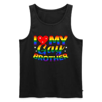 J'aime mon frère gay LGBT Pride - Débardeur bio Premium Homme - noir - Devant - Michal (187cm)