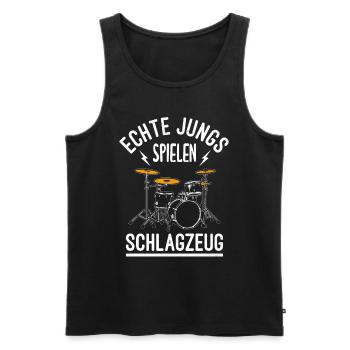 Schlagzeug Schlagzeuger - Männer Premium Bio Tank Top - Schwarz - Vorne - AI Model Male 178 light (178cm)