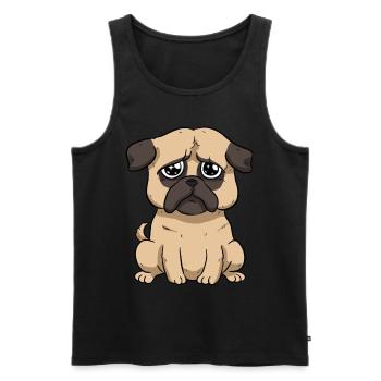 Sad pug - Men's Premium Organic Tank Top - black - Front - AI Model Male 178 light (178cm)