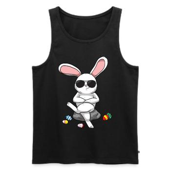 Lapin de Pâques Lapin de Pâques Oeufs de Pâques frais - Débardeur bio Premium Homme - noir - Devant - Michal (187cm)