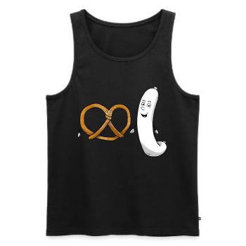 Pretzel Weißwurst Bretzel Bayrisch Essen - Männer Premium Bio Tank Top - Schwarz - Vorne - AI Model Male 178 light (178cm)