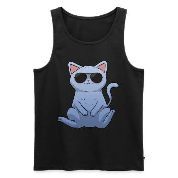 Cool Cat Sunglasses Katze Sonnenbrille - Männer Premium Bio Tank Top - Schwarz - Vorne - AI Model Male 178 light (178cm)
