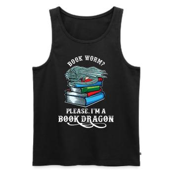 Bücherwurm? Bitte ich bin ein Bücherdrache Drachen - Männer Premium Bio Tank Top - Schwarz - Vorne - Michal (187cm)