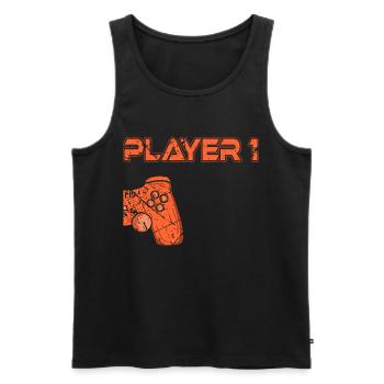 Partnerlook Couples Couple Partner Player 1 - Débardeur bio Premium Homme - noir - Devant - Michal (187cm)
