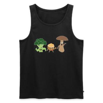 Brokkoli Walnuss Pilz Vegan Vegetarier Veganer - Männer Premium Bio Tank Top - Schwarz - Vorne - AI Model Male 178 light (178cm)