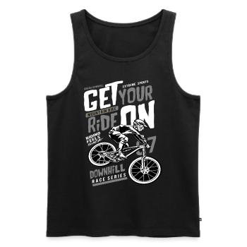 Downhill MTB mountain bike dirt bike enduro - Men's Premium Organic Tank Top - black - Front - AI Model Male 178 light (178cm)