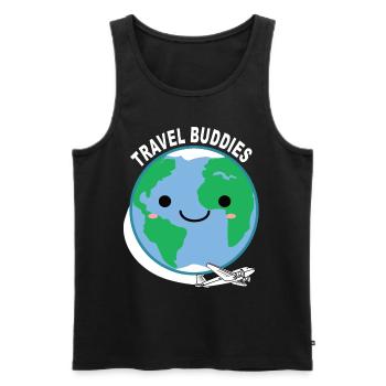 Travel Travel Buddies Travler Travelling Reisen - Männer Premium Bio Tank Top - Schwarz - Vorne - AI Model Male 178 light (178cm)