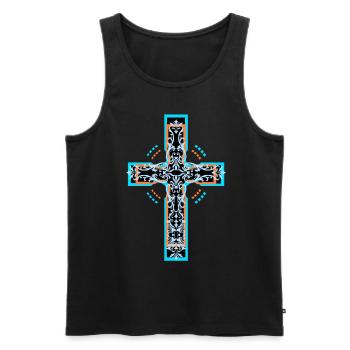 Croix Croix Jésus Eglise Dieu Le Pape Crucifix - Débardeur bio Premium Homme - noir - Devant - Michal (187cm)