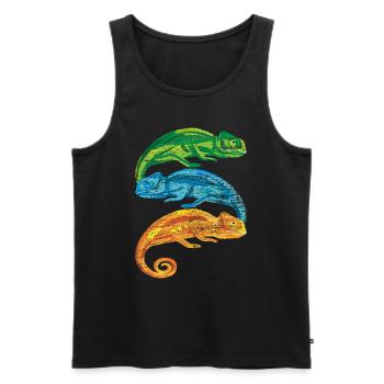Chameleon retro - Men's Premium Organic Tank Top - black - Front - Michal (187cm)