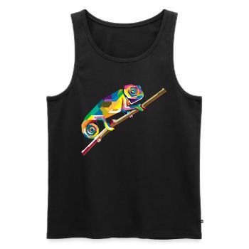 Animal caméléon - Débardeur bio Premium Homme - noir - Devant - Michal (187cm)