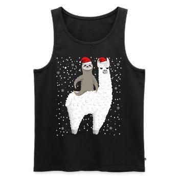 Santa Sloth Riding Llama Reindeer Christmas - Männer Premium Bio Tank Top - Schwarz - Vorne - Michal (187cm)