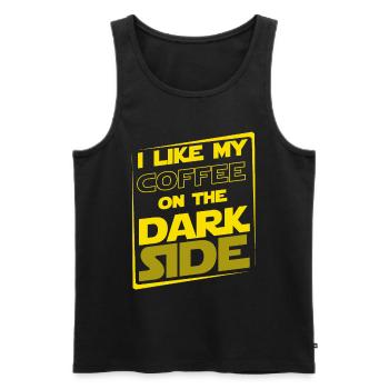 I LIKE MY COFFEE ON THE DARK SIDE Sayings T-shirt - Men's Premium Organic Tank Top - black - Front - AI Model Male 178 light (178cm)