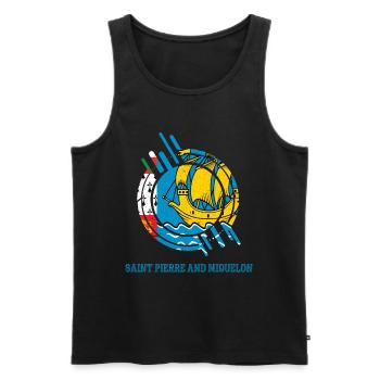 Saint Pierre and Miquelon round sign country color - Men's Premium Organic Tank Top - black - Front - AI Model Male 178 light (178cm)