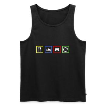 Eat Sleep Gaming Repeat Icons Gamer Spiel Geschenk - Männer Premium Bio Tank Top - Schwarz - Vorne - Michal (187cm)