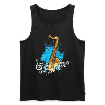 Instrument de musique saxophone - Débardeur bio Premium Homme - noir - Devant - AI Model Male 178 light (178cm)